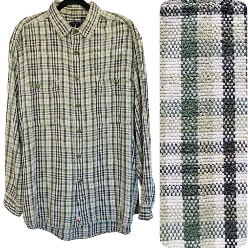 LEVI'S Men's Plaid Woven Cotton Long Sleeve Button-Down Shirt Size L